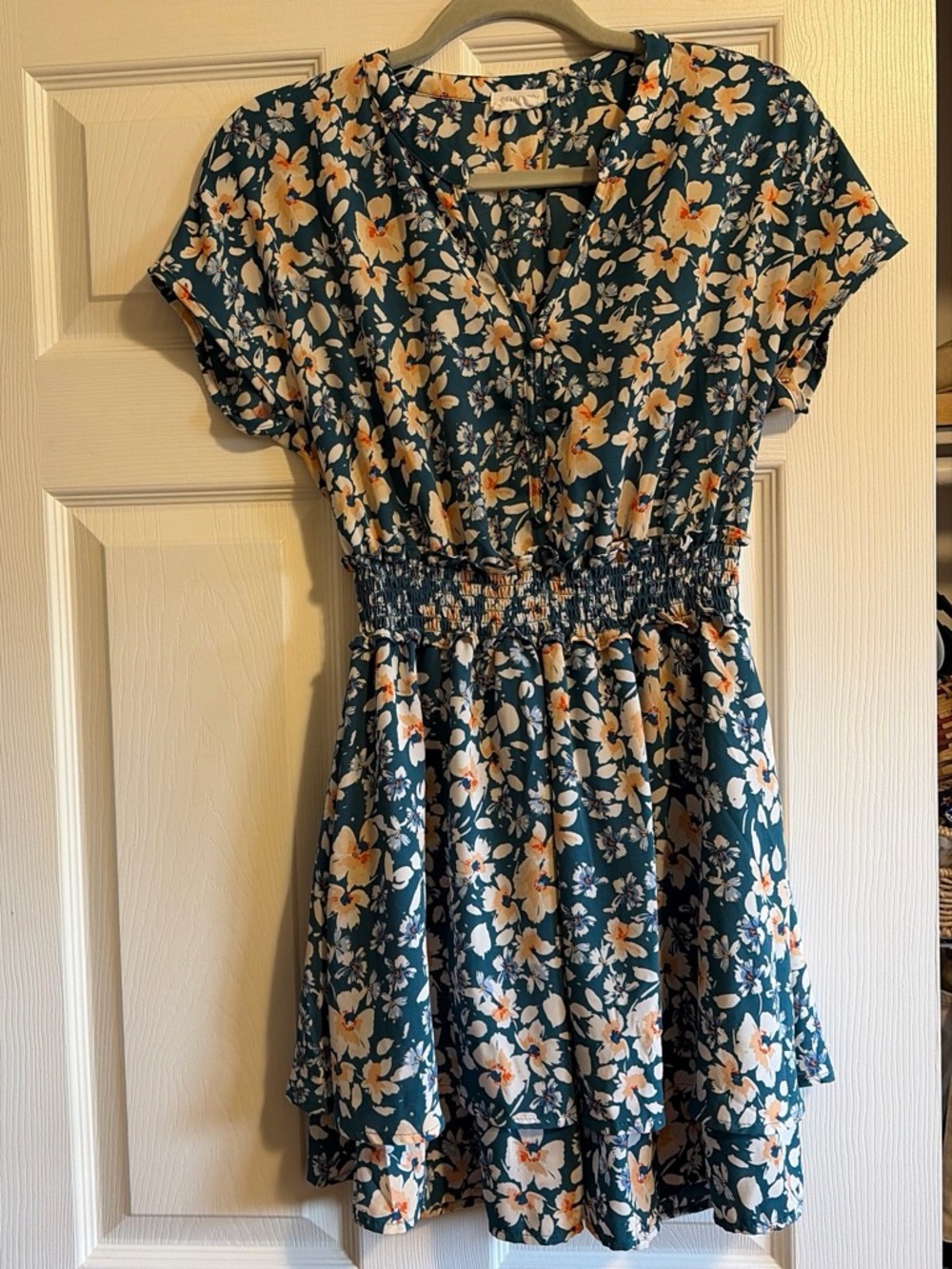 Blue floral mini dress